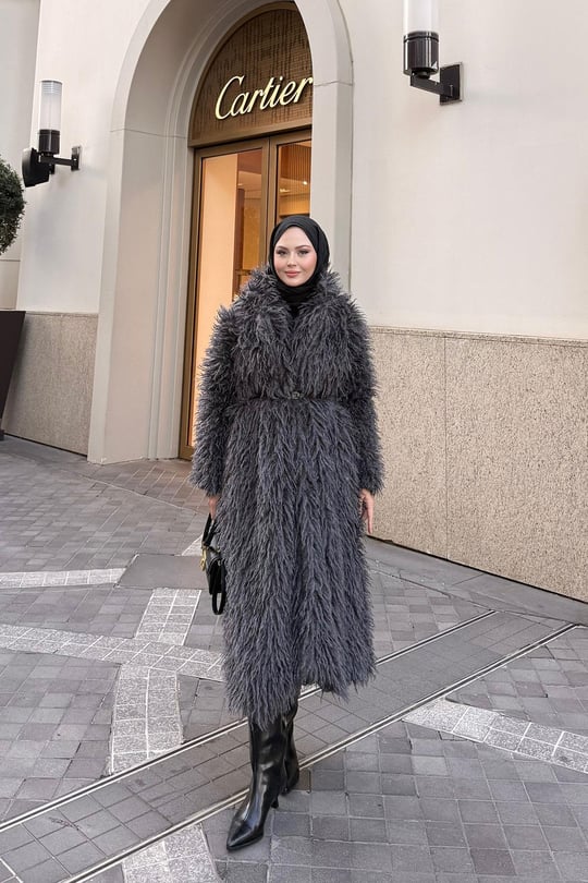Tüylü Peluş Kaban Antrasit
