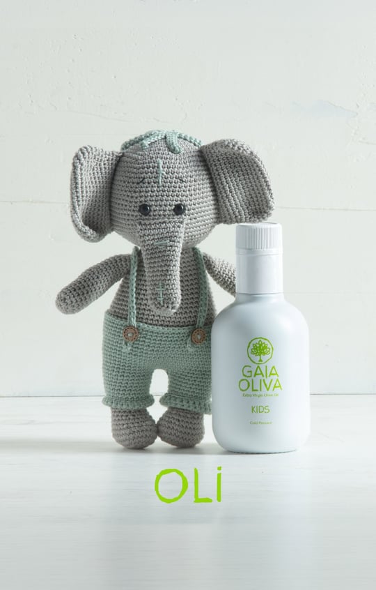 KIDS Çocuklara Özel Zeytinyağı ve El Yapımı Oli Amigurumi Fil Seti