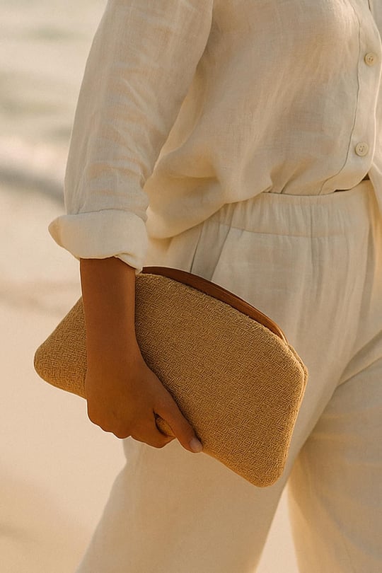 Taba Jüt Clutch Portföy Hasır Çanta