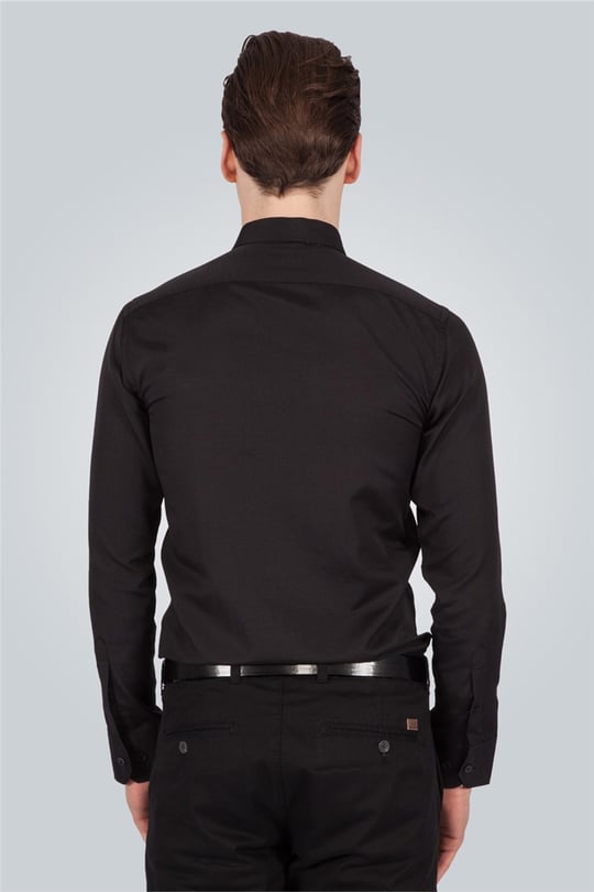 Modern Slim Fit Dar Kesim Armürlü Erkek Gömlek