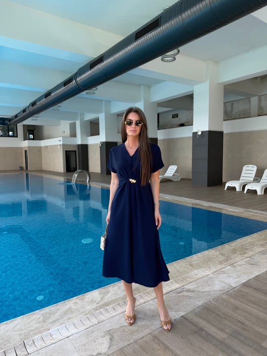 QULOVEYeni GelenlerLaci Gold Toka Detaylı Elbise