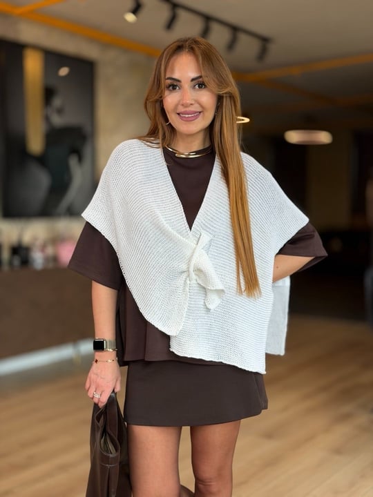 Tasarım Pamuk Merserize Beyaz Triko