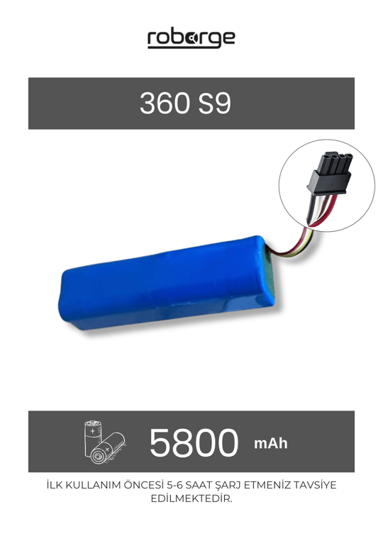 360 Vacuum Mop Cleaner S9 Robot Süpürge Uyumlu Batarya 5800 mAh - Muadil Ürün