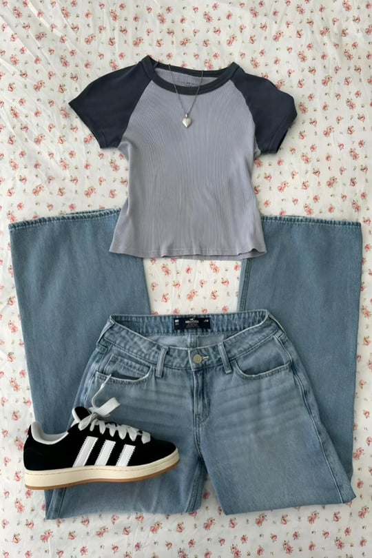 Gri- Lacivert Reglan Kol Crop