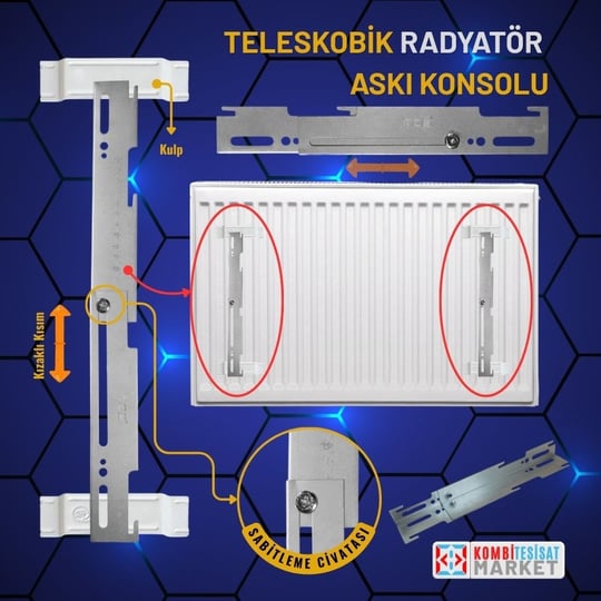 Teleskopik Ayarlı Radyatör Konsolu 50-60-90 cm