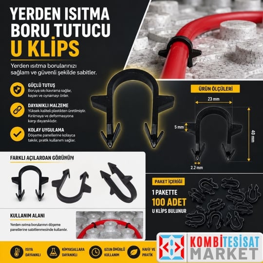 Yerden Isıtma Boru Tutucu U Klips