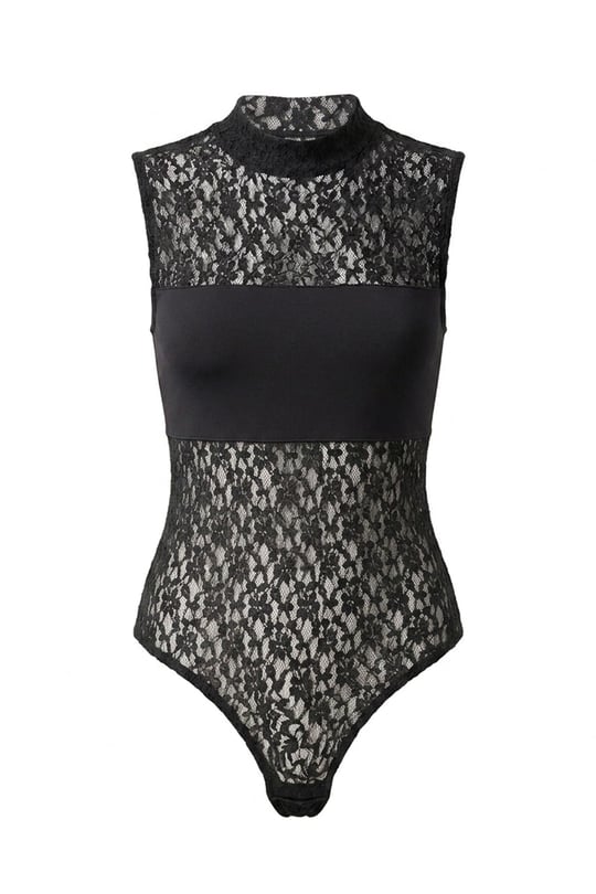 Dantel Detaylı Body Suit- SİYAH