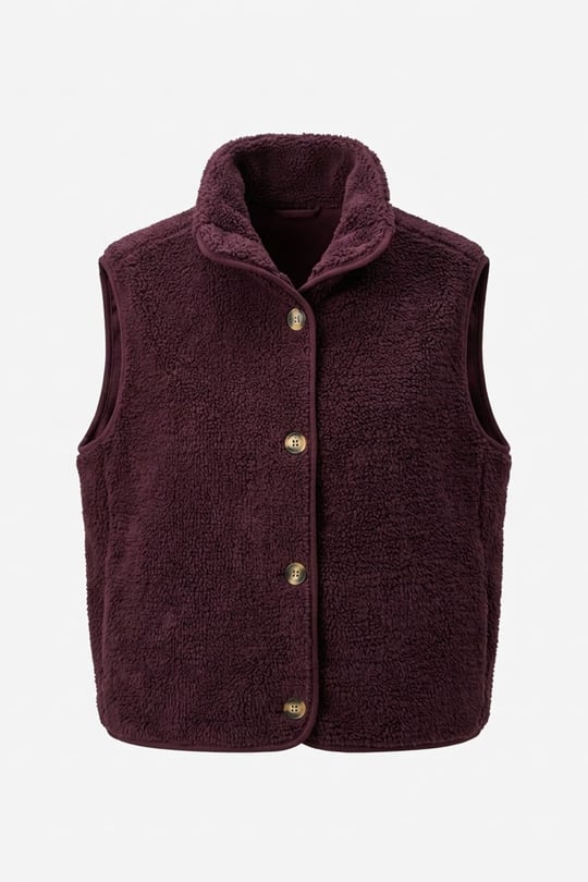 Düğmeli Premium Düğmeli Polar Yelek- MÜRDÜM