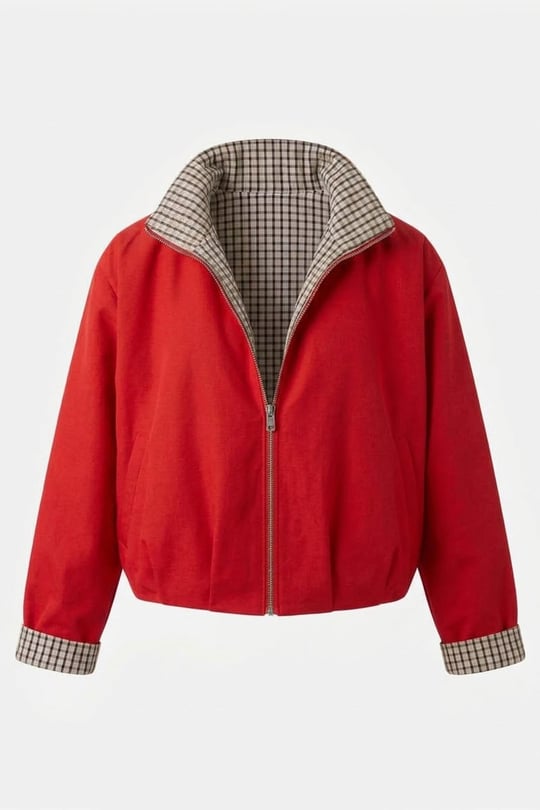 FERMUARLI PİLE DETAYLI BOMBER CEKET- KIRMIZI