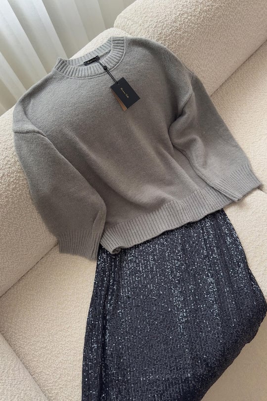 Marka Model Bisiklet Yaka Oversize Kazak- GRİ
