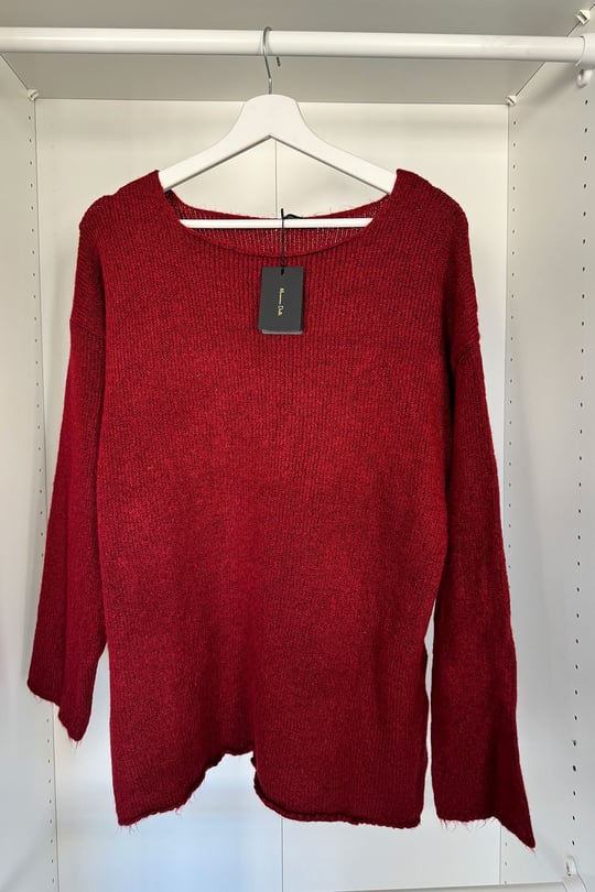 Oversize Tasarım Triko Kazak- BORDO