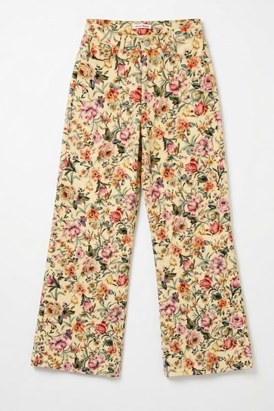Premium Çiçek Desenli Pantolun- SARI