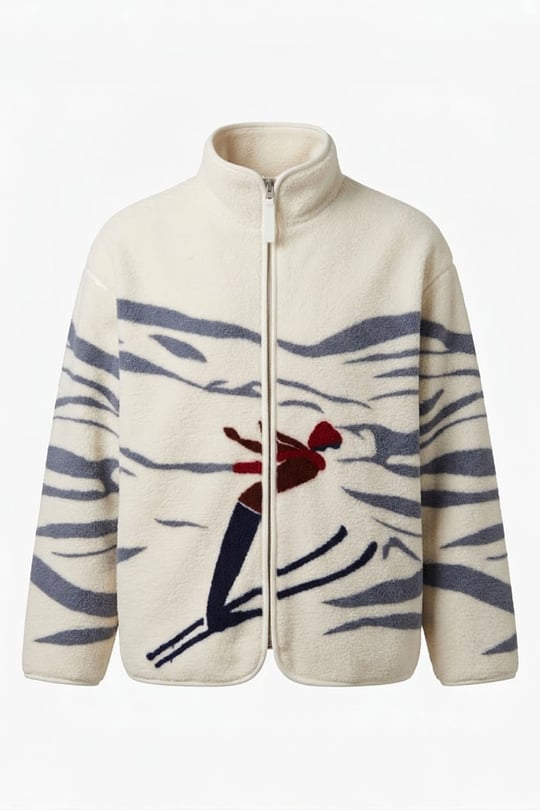 PREMİUM DESENLİ FERMUARLI POLAR HIRKA- GRİ
