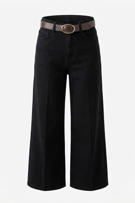 Premium Kemerli Flare Jean- SİYAH