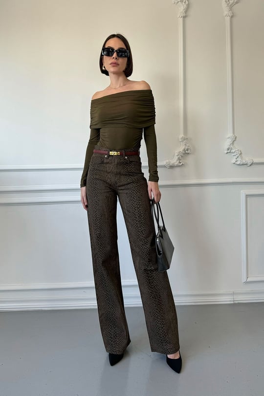 Premium Leopar Pantolon- HAKİ