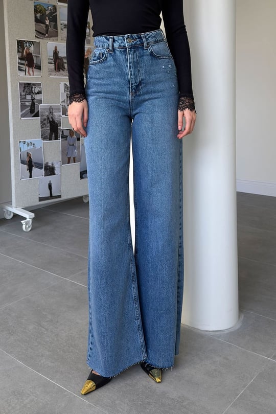 Premium Wide Leg Jean- MAVİ