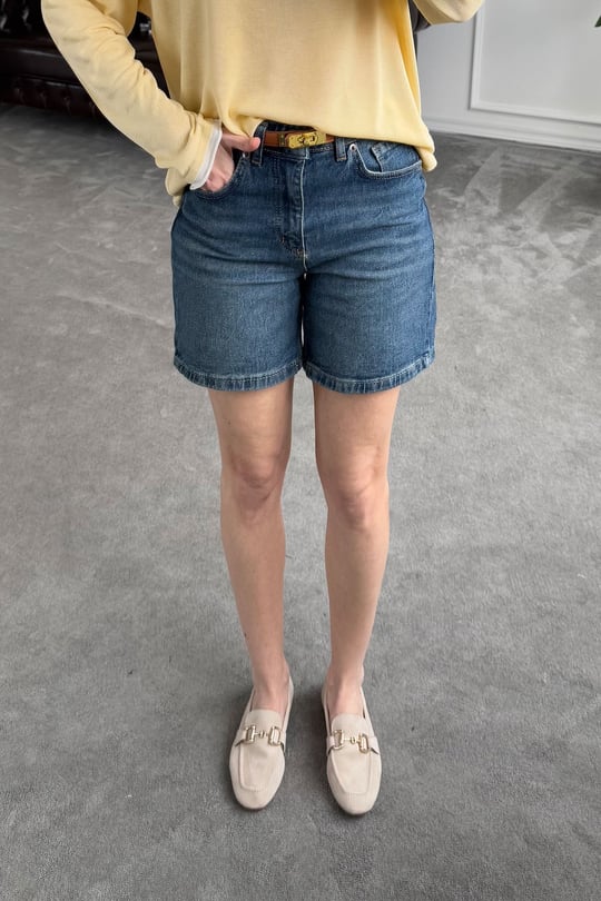 Regular Premium Denim Şort- MAVİ
