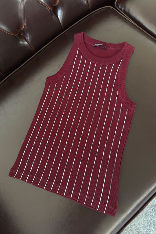 Şerit Taşlı Kaşkorse Atlet- BORDO