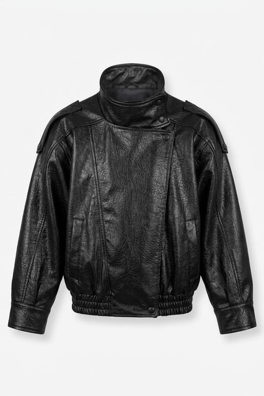Suni Deri Özel Seri Biker Ceket- SİYAH