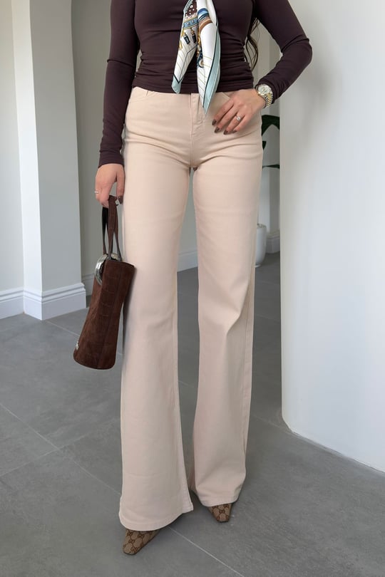 Tintli Wide Leg Jean- BEJ