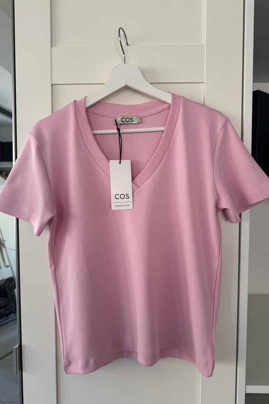 V Yaka Premium Tshirt- PEMBE