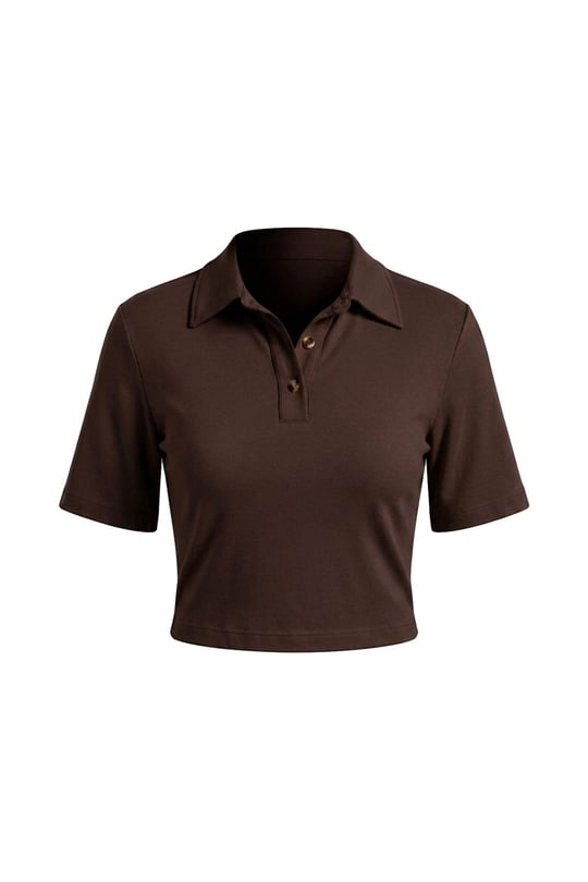 Vatkalı Premium Polo Yaka Bluz- KAHVERENGİ