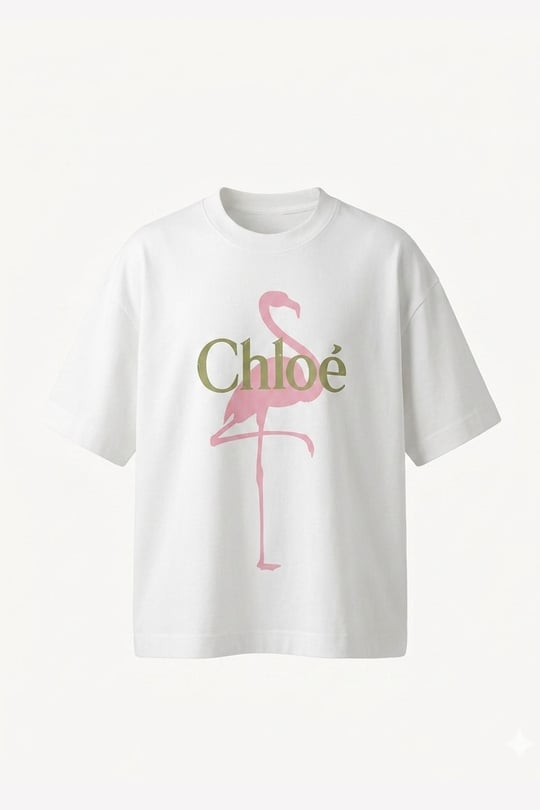 Yeni Sezon Chloe Baskılı Tişört- EKRU