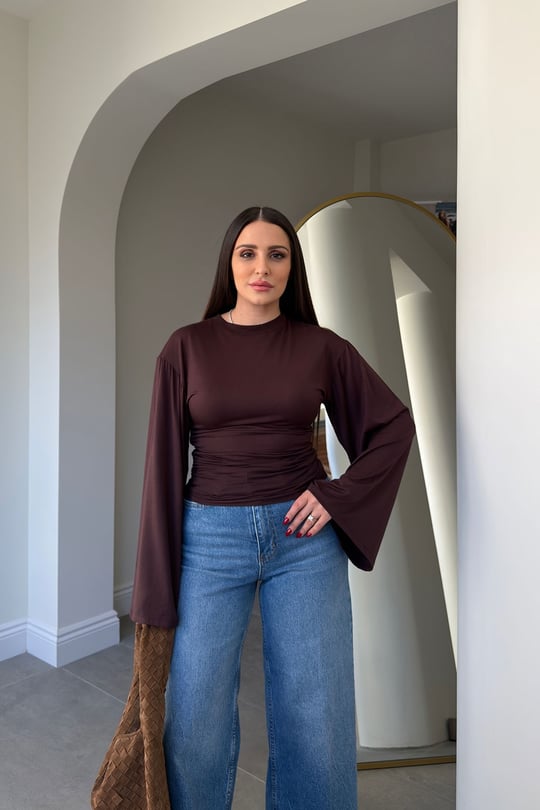 Yeni Sezon Premium Uzun Kollu Bluz- KAHVERENGİ