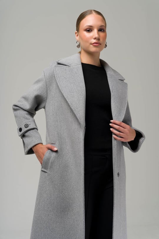 Çıt Çıt Kapamalı Kolu Patlı Düşük Kol Oversize Kaban AÇIK GRİ 3933