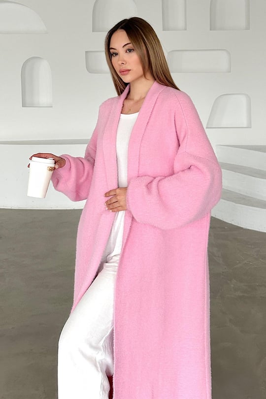 Uzun Salaş Triko Hırka PEMBE 8245