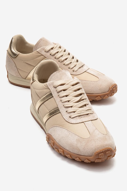 223-2622-2-BEJ SUETFLUX Bej Süet Kadın Günlük Sneaker
