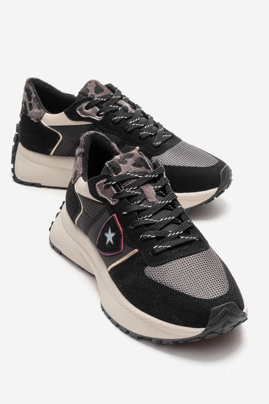 98-83154-2-SIYAH SUETBIELLA Siyah Süet Desenli Kadın Sneaker