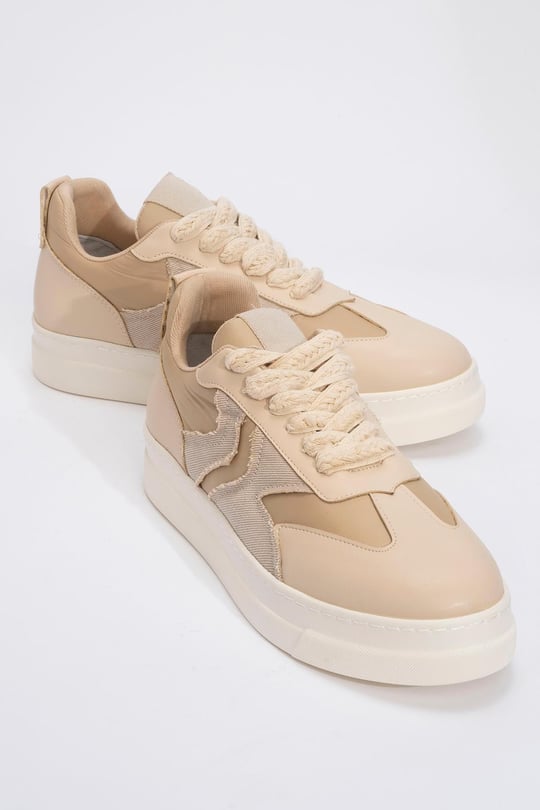 223-1513-2-BEJSANDE Bej Denim Detaylı Kadın Spor Sneakers