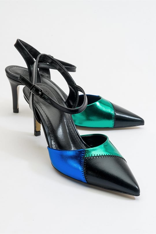 APOLLO Siyah Metalik Kadın Topuklu Ayakkabı