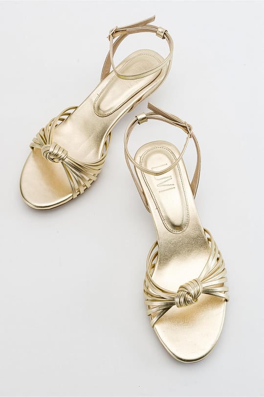 VİND Altın Metalik Kadın Topuklu Sandalet