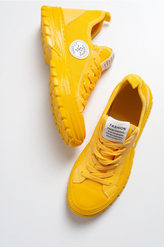 100 Sarı Kadın Sneaker Spor Ayakkabı