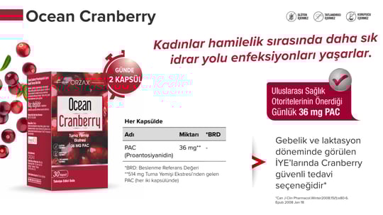 Orzax Ocean Cranberry 30 Kapsül + Neutracy İntim Jel 100 ml
