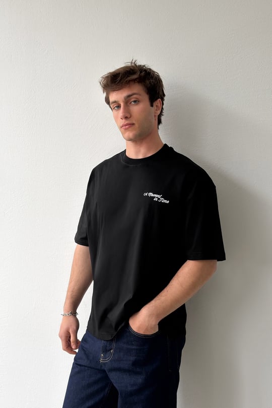 A Moment İn Time Baskılı Oversize Tişört