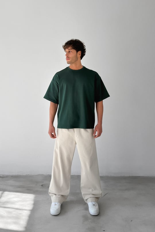 Basic Boxy Fit Yeşil Tişört