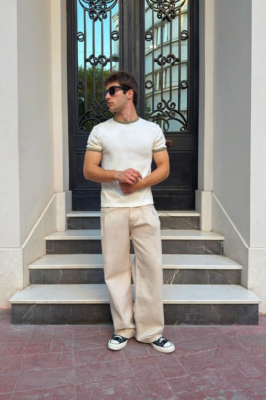 Ecru Khaki Ringer Tee