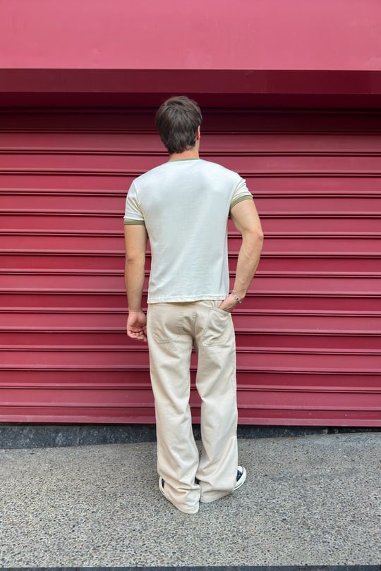 Ecru Khaki Ringer Tee
