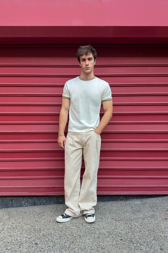 Ecru Khaki Ringer Tee