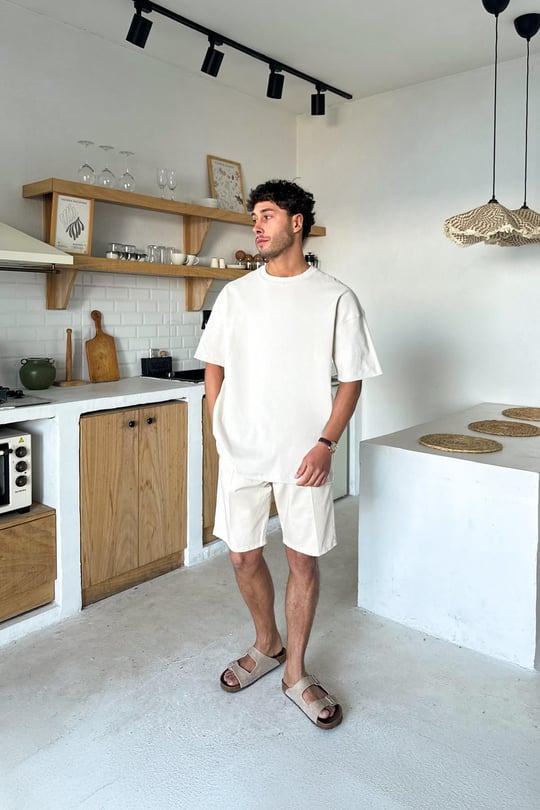 Basic Oversize Tişört Bej