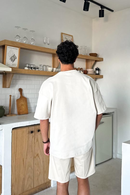 Basic Oversize Tişört Bej
