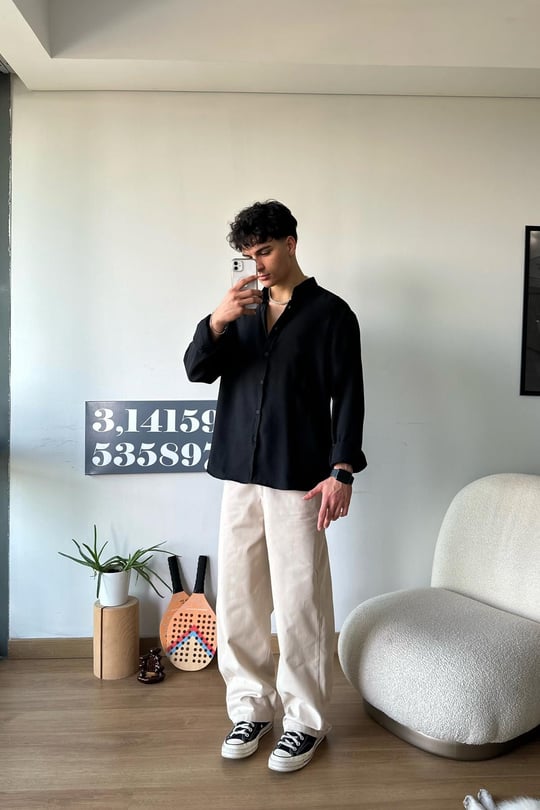 Chill Cozy Relax Fit Gömlek Siyah