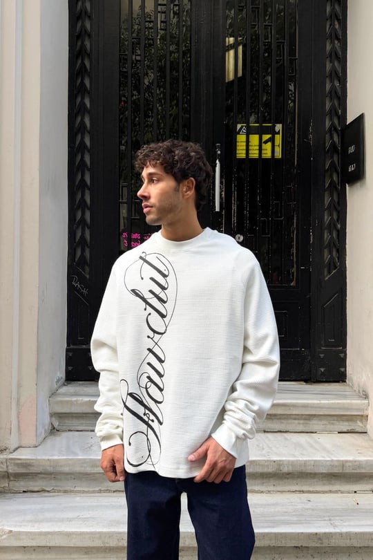 Flawclut Baskılı Sweatshirt Ekru