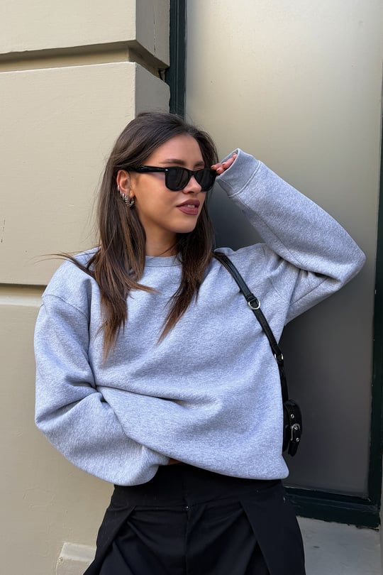 FW Cool Puff Melange Grey Relax Fit Sweat