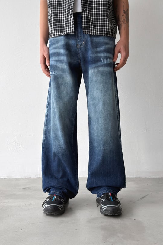 Lazer Soldurma Efektli Baggy Jean