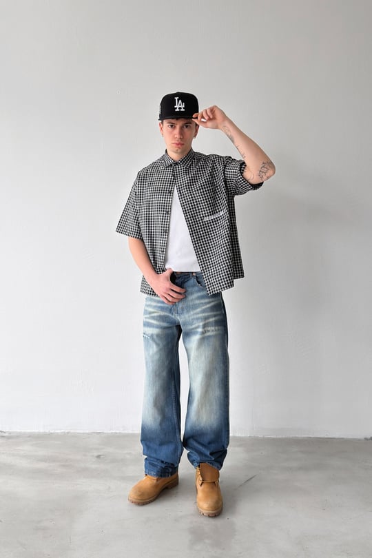 Lazer Soldurma Efektli Baggy Jean