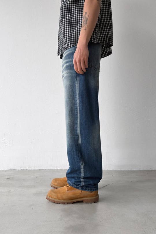 Lazer Soldurma Efektli Baggy Jean